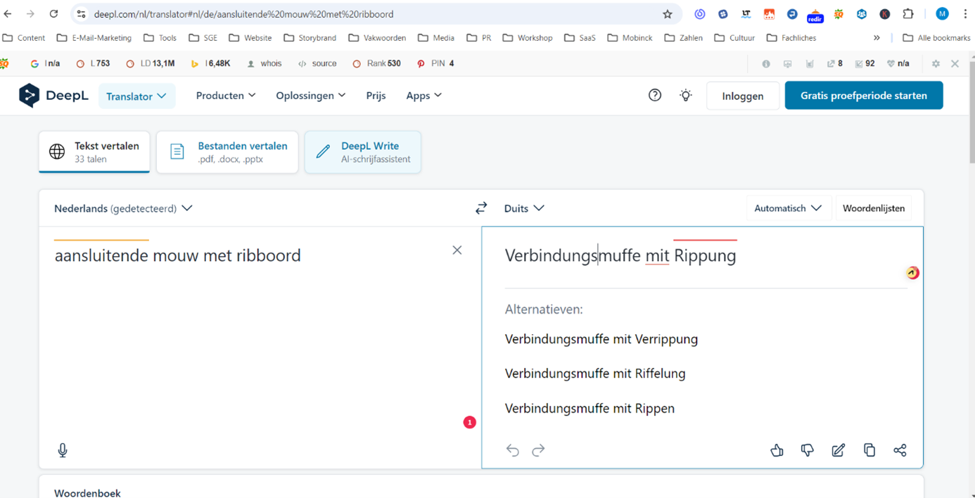 Google Translate, DeepL of andere ai-vertalers leveren je geen goede marketing copy op tenzij je native speaker bent en hun teksten kunt verbeteren.